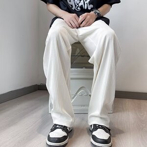 2025夏季免烫仿棉百褶冰丝裤男士休闲直筒裤 K9526 P35图片