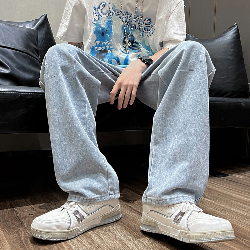 2025夏季阔腿牛仔裤男士宽松直筒休闲长裤子K7003P50,男装牛仔裤,星座1108-1