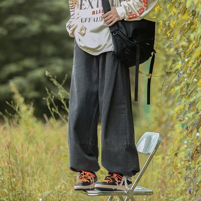 2025春松紧腰宽松美式复古高街ins潮大码束脚裤牛仔裤男K405P45,男装牛仔裤,星座1108-1
