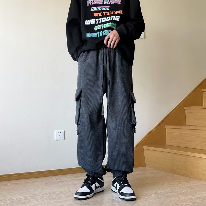 2025秋男士休闲裤灯芯绒工装口袋束脚宽松裤K119P35,男装工装外套,星座1108-1