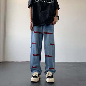 2025新款男士牛仔裤刺绣直筒长裤 K680 P45图片