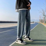 港风2025春季男士阔腿直筒裤复古痞帅休闲九分裤牛仔裤K963P40，男装牛仔裤，星座1108-1