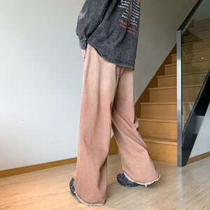 2025秋美式复古毛边直筒牛仔裤男女拖地长裤阔腿裤 K1483 P55图片