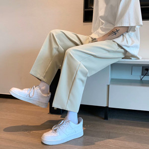 2025新款休闲裤韩版直筒宽松坠感阔腿九分西裤附腰带 K399 P45,男装西裤,星座1108-1