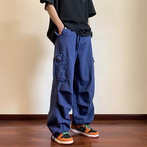 2025夏季新款纯棉工装裤纯色直筒长裤休闲裤男 K8827 P65图片