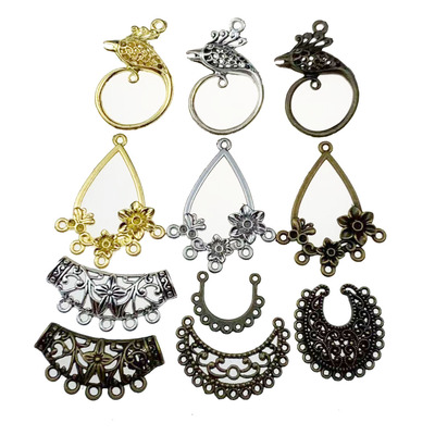 DIY饰品配件合金挂饰多孔耳饰前额饰配件月牙U型链接间饰步摇材料