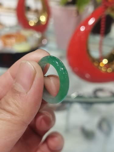 天然翡翠戒指冰种阳绿玉石指环时尚百搭设计