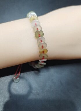 天然翡翠A货冰种平安扣手链手绳手串宝宝手链婴儿脚链红绳