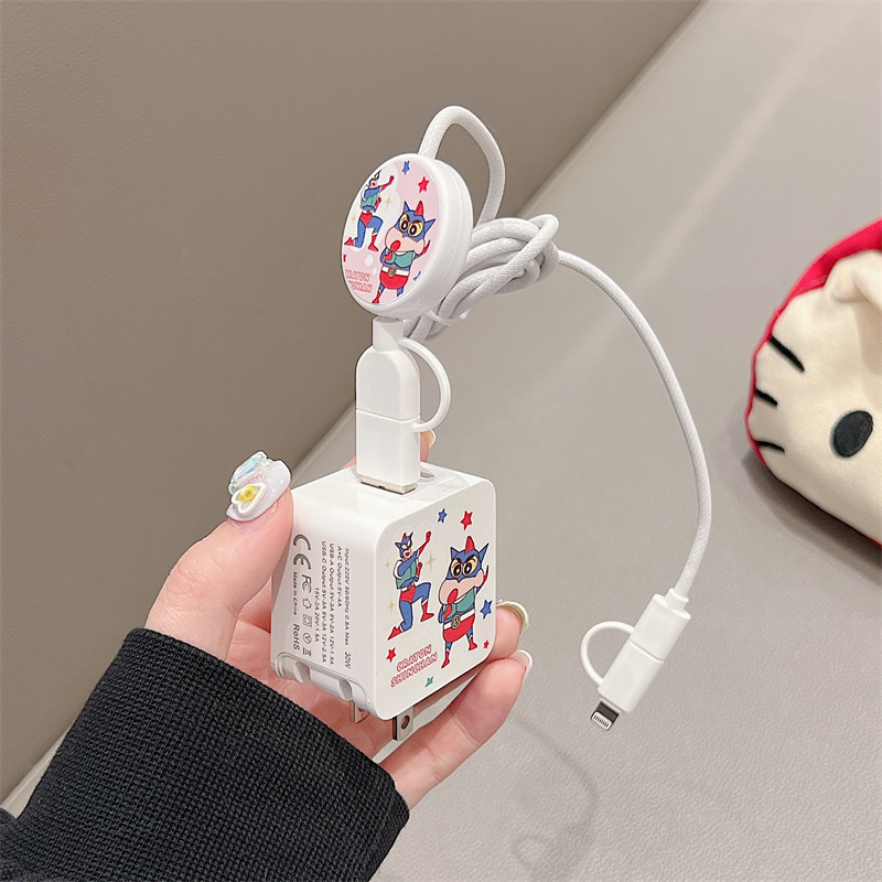 可爱女生充电器套装PD30W适用苹果15华为Pura70手机充电器KITTY卡通快充USB快充PD充电器双口折叠旅行充套装