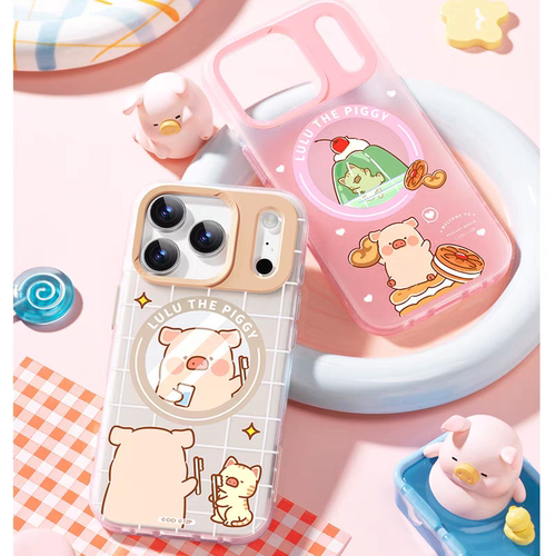 ROCK正品印象系列LULU猪联名款适用苹果iPhone17ProMax磁吸手机壳LULU猪联名苹果iPhone17涂鸦保护套可爱