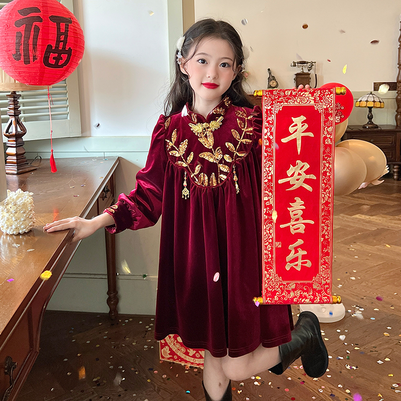 栀了成长记女童亮片公主裙