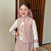 儿童国风无袖 提花刺绣夹棉马甲春季 背心 女童新中式 栀了成长记童装