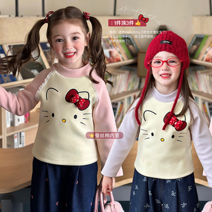 栀了成长记童装女童百搭加绒修身上衣2025冬季儿童高领保暖打底衫