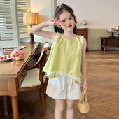 女童韩版 儿童不规则娃娃衫 无袖 夏季 背心上衣 衬衫 栀了成长记童装