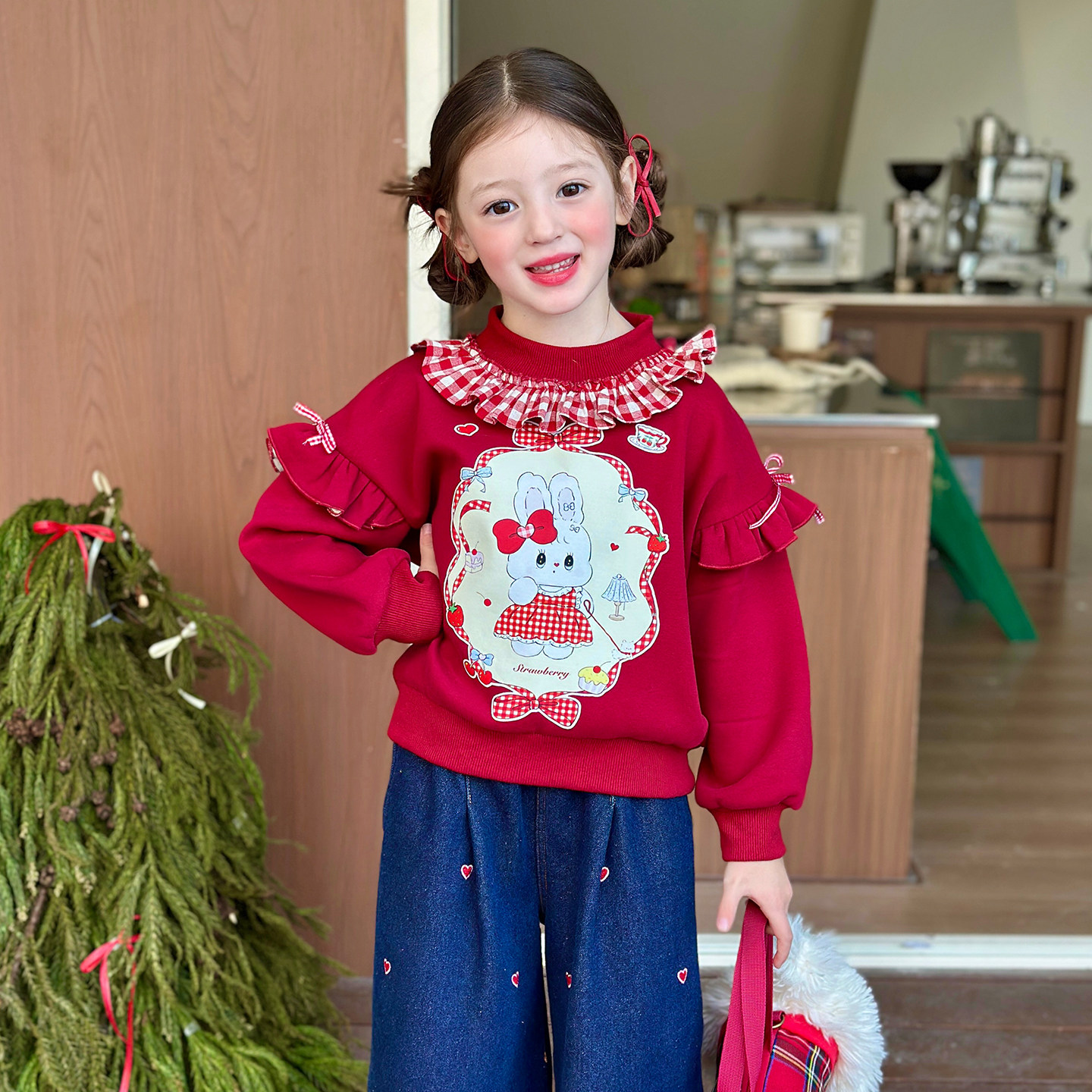 栀了成长记女童装甜美卡通加绒卫衣2025冬季儿童可爱兔子保暖上衣,童装/婴儿装/亲子装,卫衣/绒衫,淘宝优惠券,粉丝福利购,淘宝优惠卷