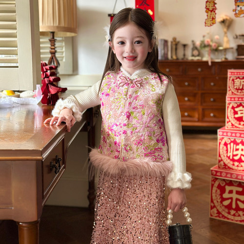 栀了成长记女童冬季夹棉马甲