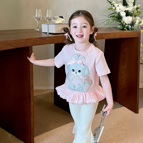 栀了成长记女童刺绣拼接上衣