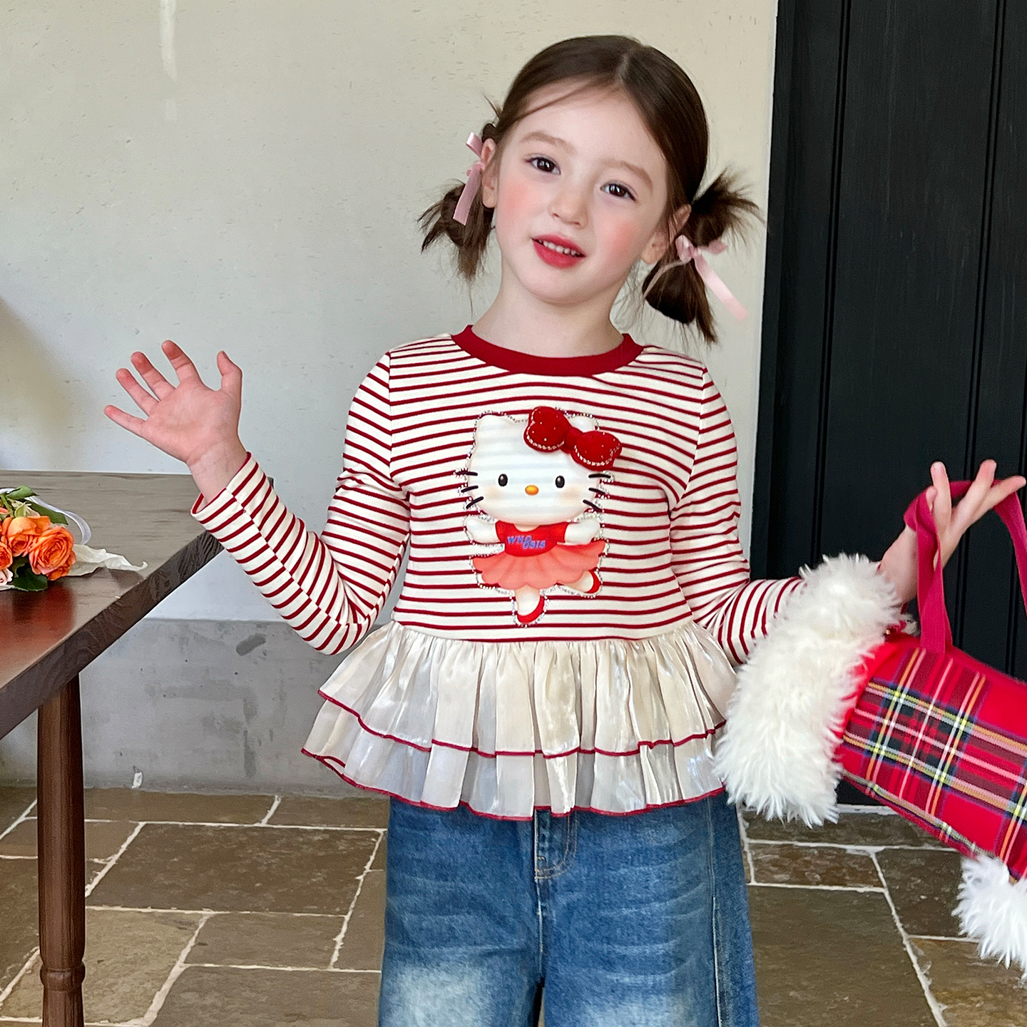 栀了成长记女童条纹上衣