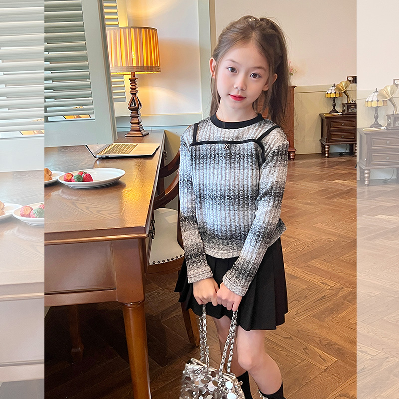 栀了成长记女童渐变T恤