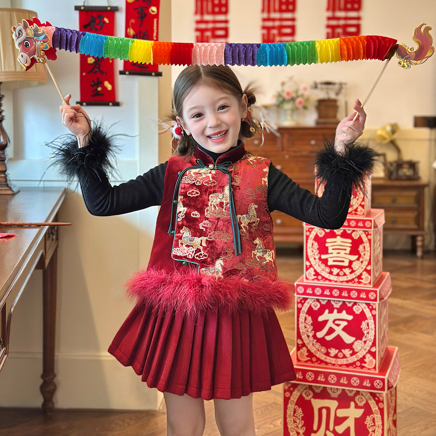 栀了成长记童装女童国风唐装马甲2025冬季儿童新中式立领夹棉上衣,童装/婴儿装/亲子装,唐装,淘宝优惠券,粉丝福利购,淘宝优惠卷