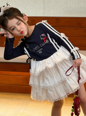 栀了成长记女童秋美式甜美连衣裙
