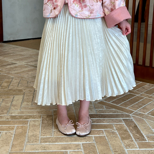 栀了成长记童装女童甜美气质百褶半身裙秋季儿童宝宝百搭宽松长裙