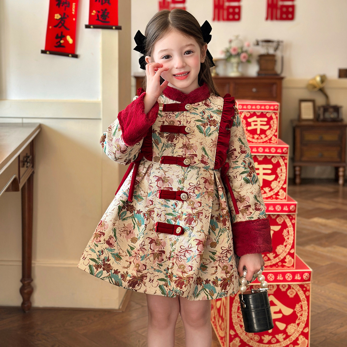 栀了成长记童装女童国风新年上衣2025冬季儿童新中式夹棉保暖外套,童装/婴儿装/亲子装,普通外套,淘宝优惠券,粉丝福利购,淘宝优惠卷