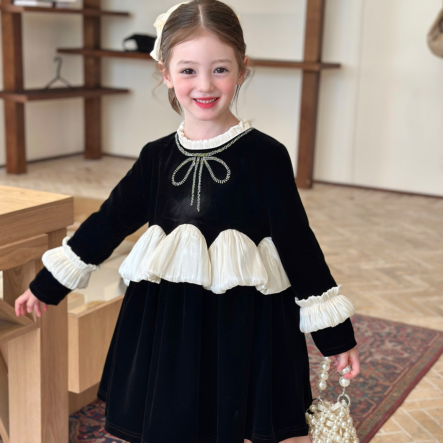 栀了成长记女童冬季加绒连衣裙