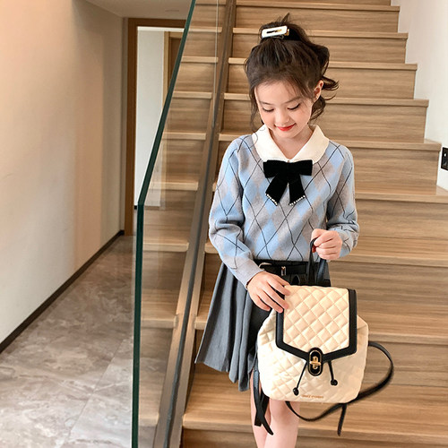 栀了成长记女童秋季蝴蝶结毛衣