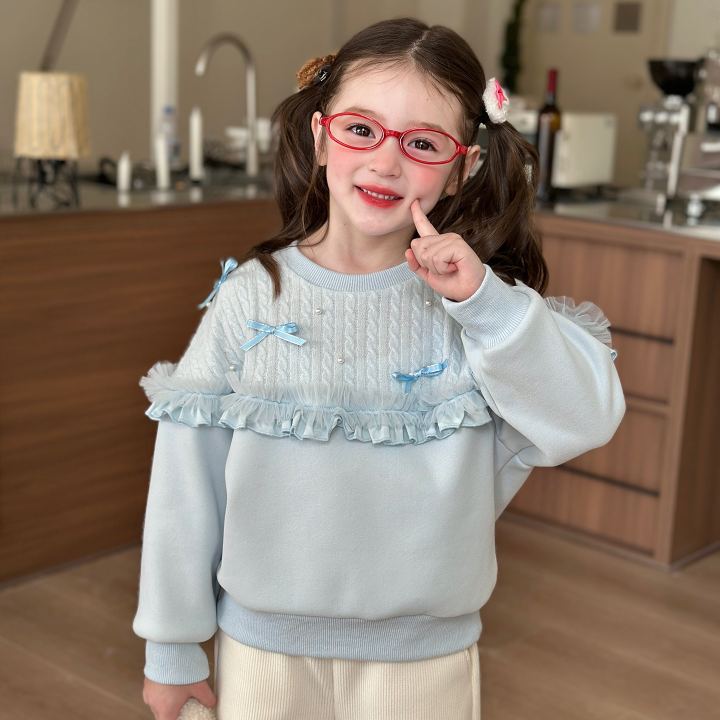 栀了成长记女童冬季甜美加绒卫衣