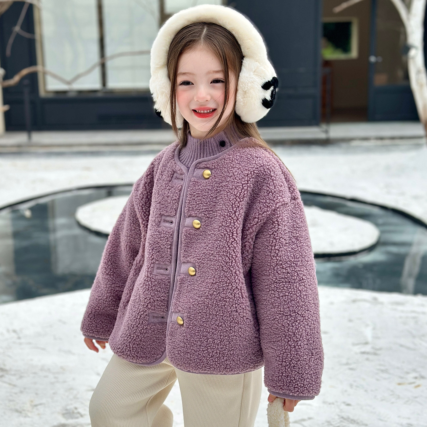 栀了成长记女童装皮毛一体保暖上衣2025冬季儿童百搭时髦加厚外套,童装/婴儿装/亲子装,普通外套,淘宝优惠券,粉丝福利购,淘宝优惠卷