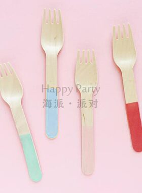 一次性木质蛋糕叉子派对装饰用品