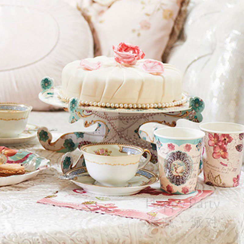 生日宴会布置单层蛋糕托婚庆甜品架派对用品欧式加厚双面蛋糕架子