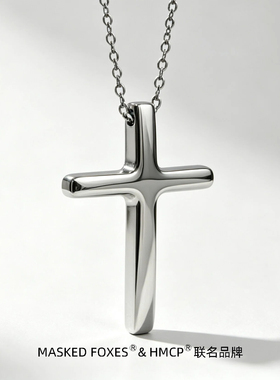 Simple glossy Cross Necklace欧美简约光面十字架项链情侣嘻哈链
