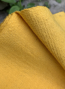 春色草木染黄桅子手染色四综回纹厚布明黄色布包刺子绣手工面料