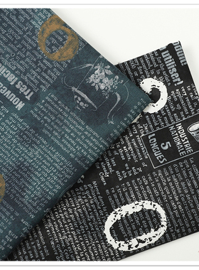 wwe i日本进口露香平纹棉布料黑色系数字字母服装家居面料手工diy