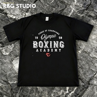 拳击短袖 拳击T恤  boxing衣服 拳击训练衣服 复古印花运动短袖