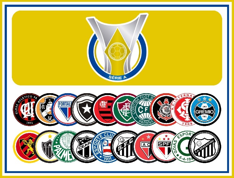 足球周边 巴西足球联赛/巴甲 全套20支球队 队徽徽章胸章冰箱贴