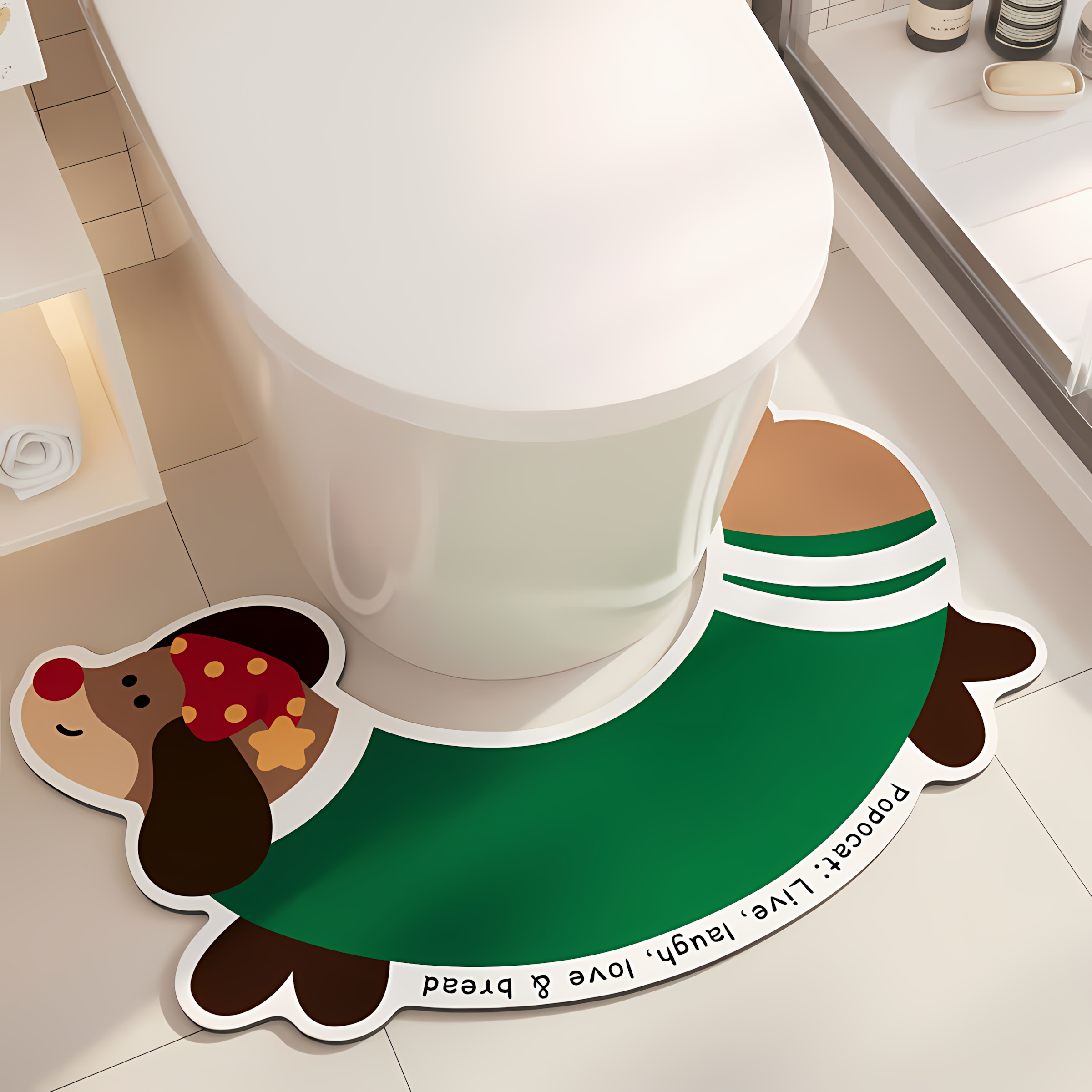 可爱腊肠狗卫生间u型硅藻泥地垫防溅尿吸水防滑马桶踩脚垫耐脏垫,家庭/个人清洁工具,地垫,淘宝优惠券,粉丝福利购,淘宝优惠卷