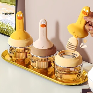 油刷家用耐高温油瓶一体玻璃食品级厨房烙饼烘焙烧烤硅胶刷子带瓶