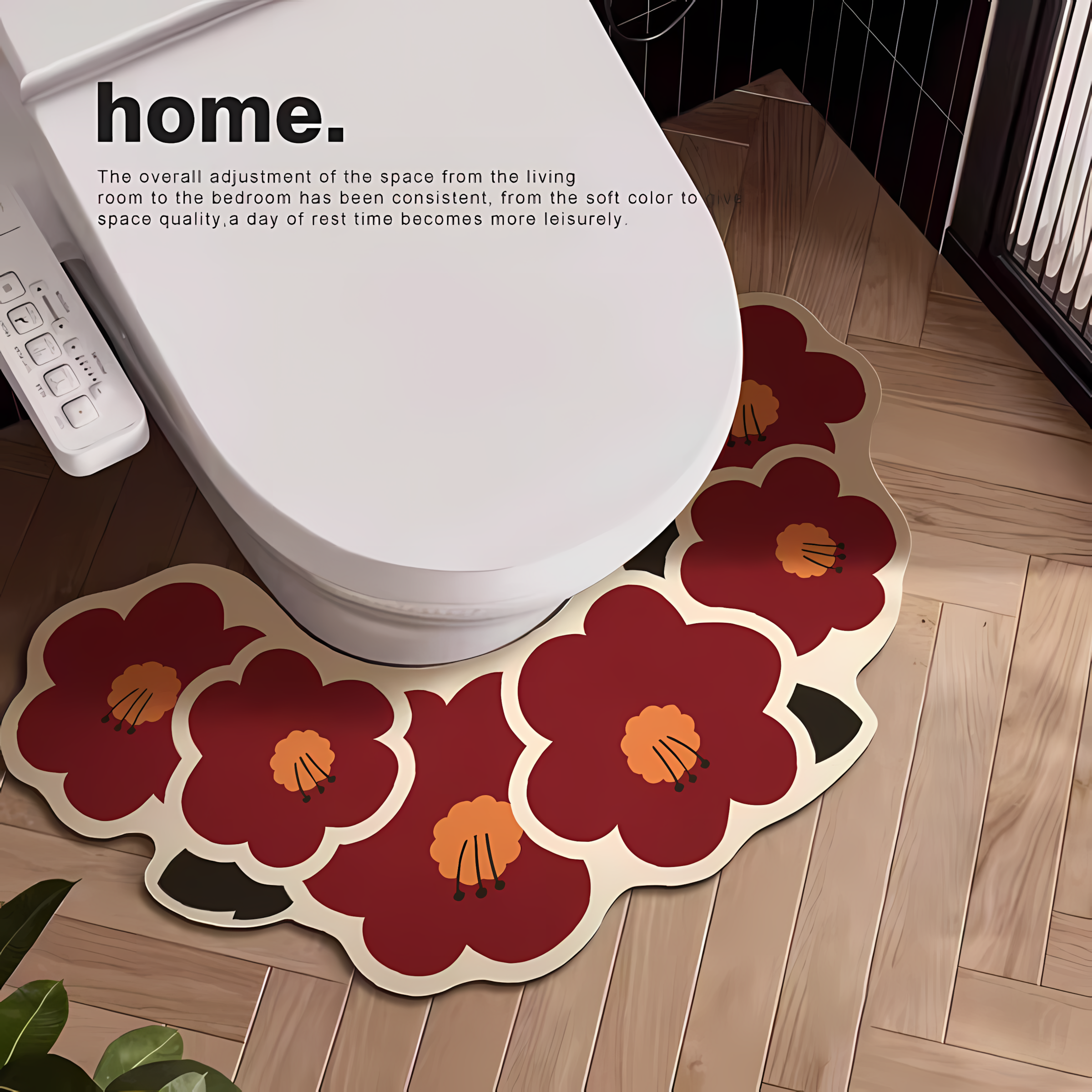 北欧风家用卫生间u型马桶垫硅藻泥吸水速干防滑脚垫浴室弧形垫子