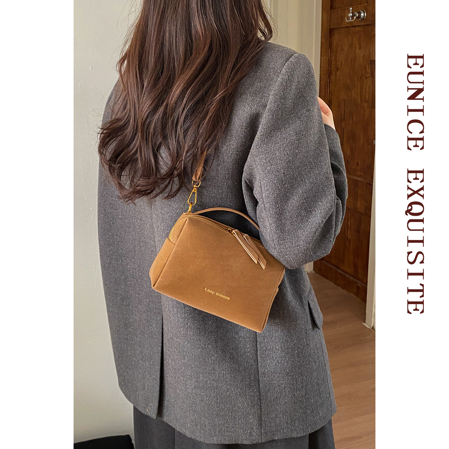 复古磨砂手提包包女款超火麂皮绒单肩斜挎包日常百搭休闲盒子小包