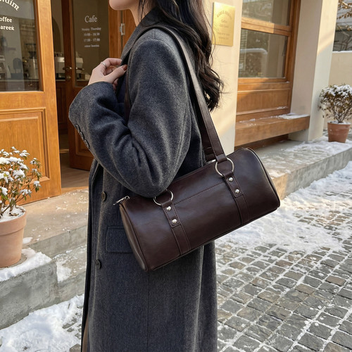 轻奢复古波士顿包包女单肩枕头包