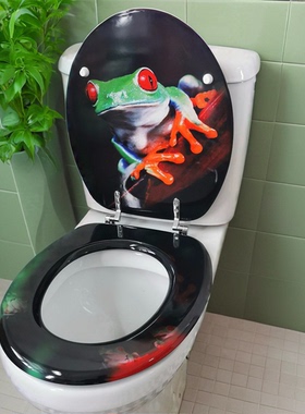 加厚MDF马桶盖黑色青蛙UOV型家用通用老式厕所盖板卫生间金属铰链