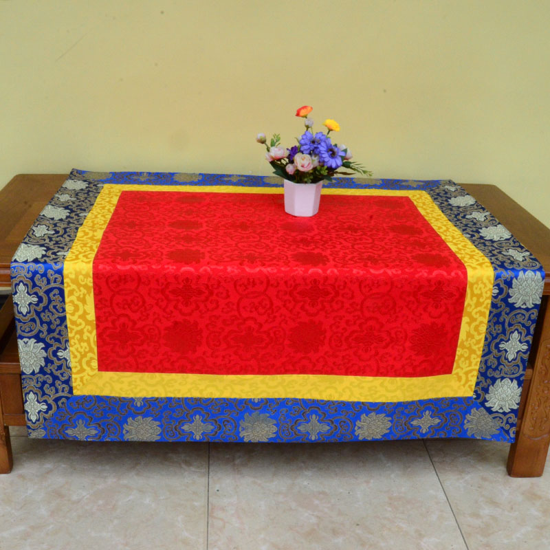 藏式供桌布佛台布民族风家用香案桌贡台垫织锦缎餐桌茶几盖布1米