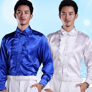 魔术师表演歌手演出晚会主持司仪指挥男合唱上衣荷叶衬衫新款2026