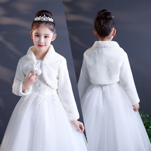 女童冬季毛绒披风坎肩婚礼花童披肩新款2025宴会礼服坎肩保暖披肩