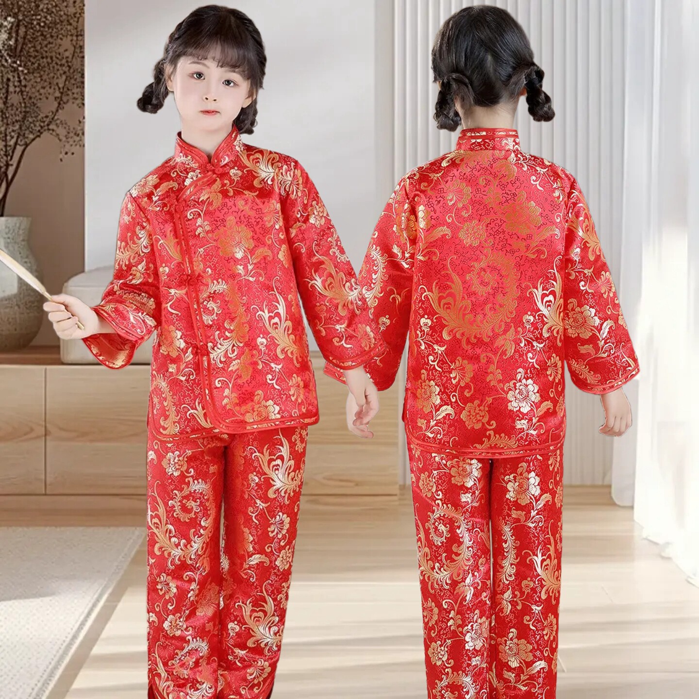 儿童汉服阔脚裤国风新中式两件套