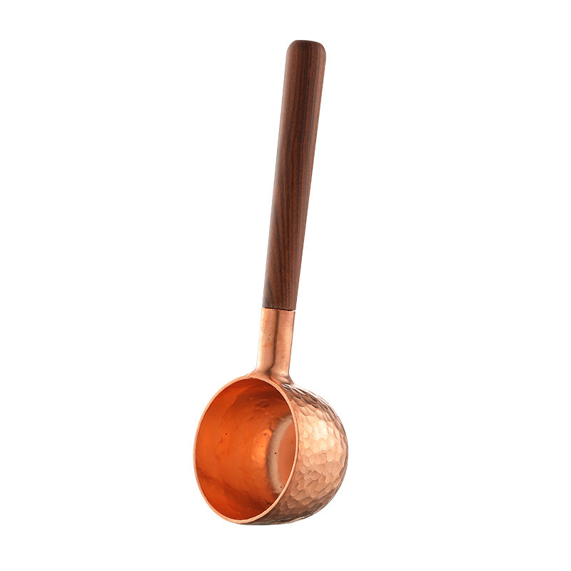 珈可定制紫铜勺咖啡豆量勺黄花梨木手柄纯铜制日式礼品复古手冲具