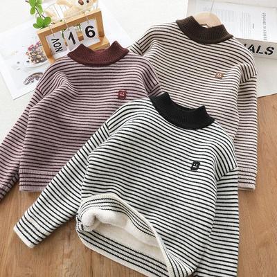 针织衫加绒打底上衣服中大童装